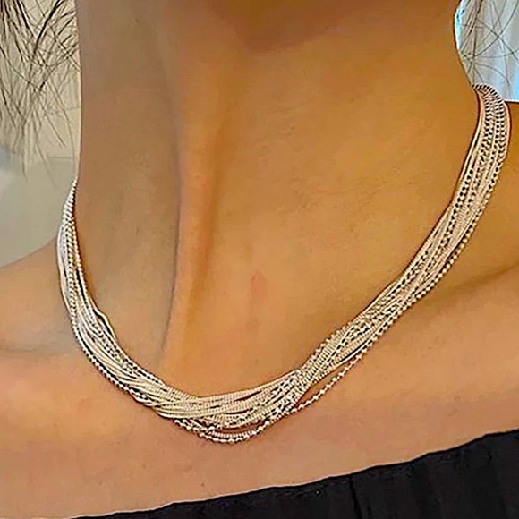 Sterling Silver Multilayer Necklace - Picture 2 of 5